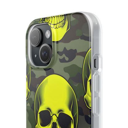 Neon Skull Camo iPhone 15 Case - Soft