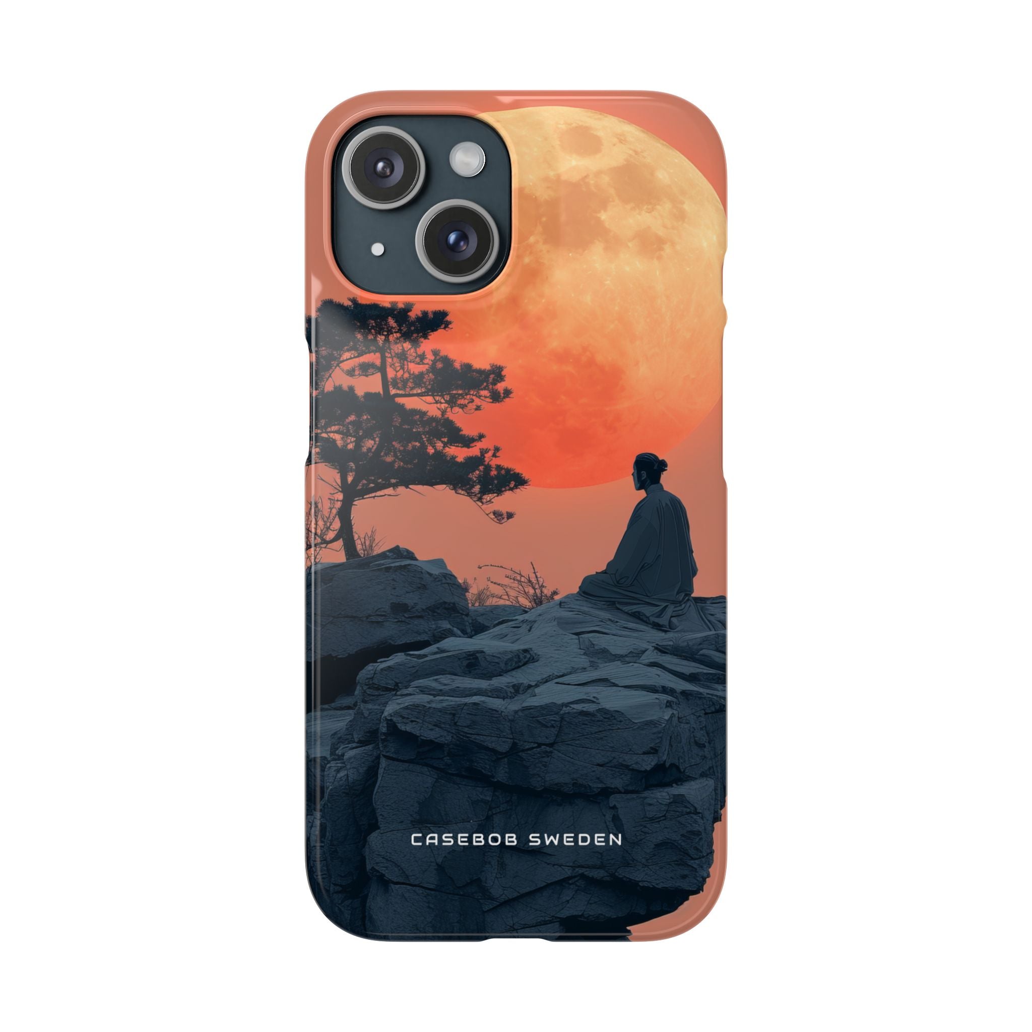 Zen Tranquility Under a Red Moon iPhone 15 - Slim Phone Case