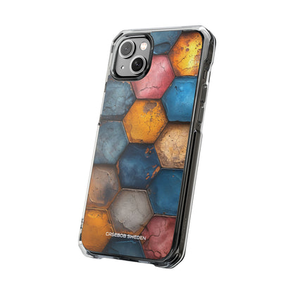 Rustic Geometric Tiles - Clear Impact iPhone 14 Phone Case