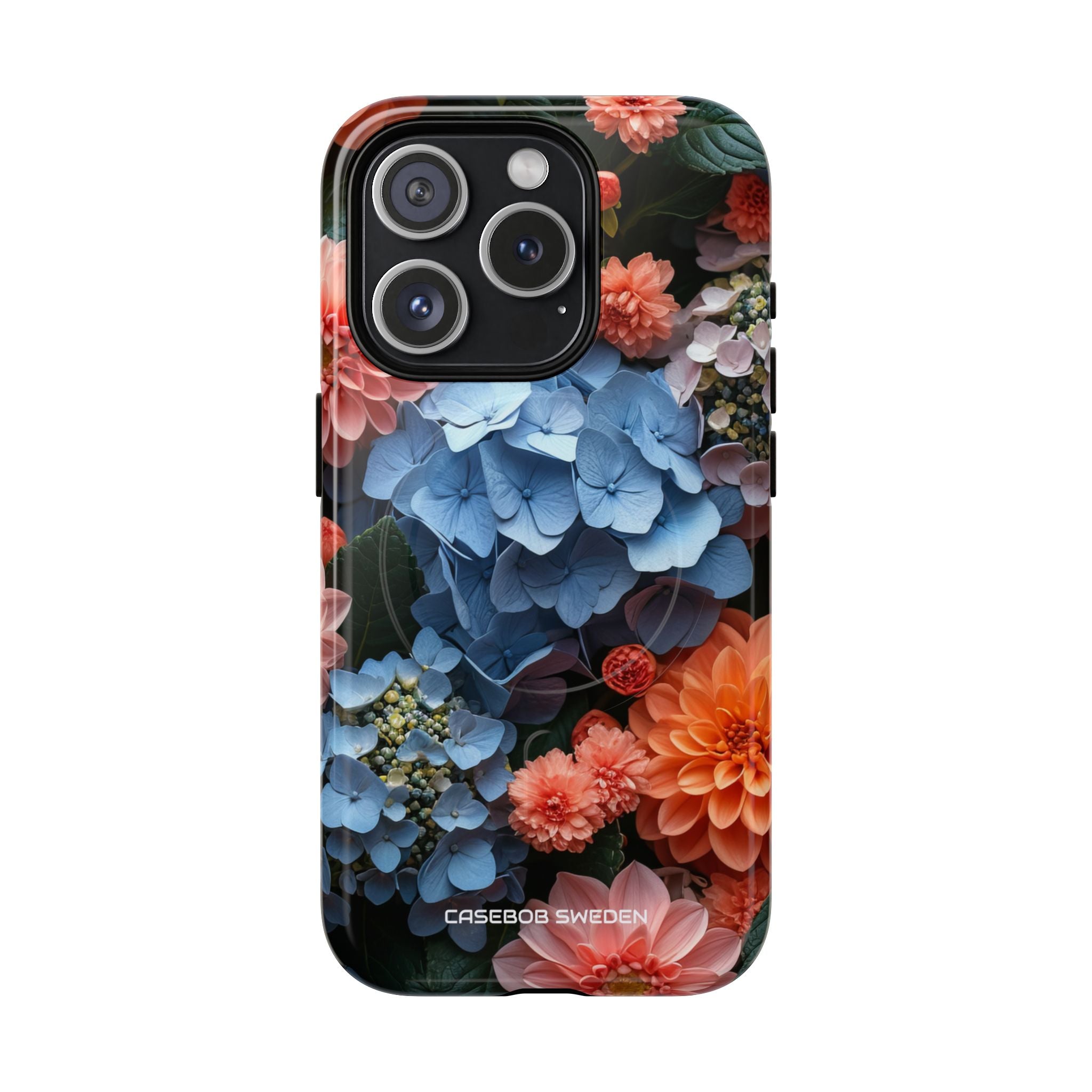 Blue Floral Bliss - Tough + MagSafe® iPhone 15 Phone Case