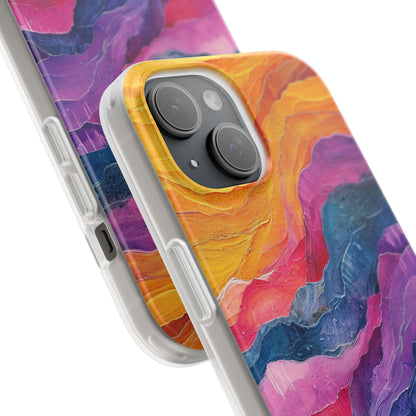 Vibrant Abstract Waves - Flexi iPhone 15 Phone Case