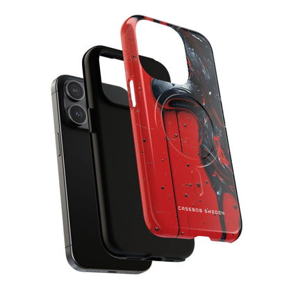 Textured Crimson Bloom iPhone 15 | Tough+ Phone Case