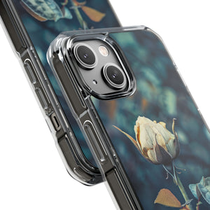 Teal Rosebud Serenade - Phone Case for iPhone (Clear Impact - Magnetic)