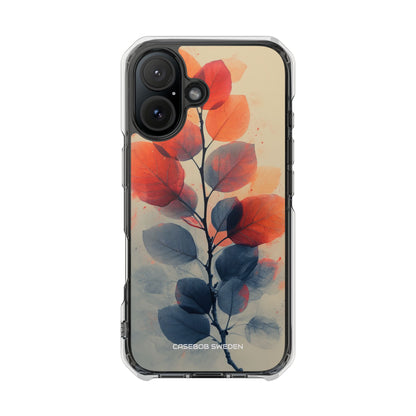 Orange Gray Leaves - Clear Impact iPhone 16 Phone Case