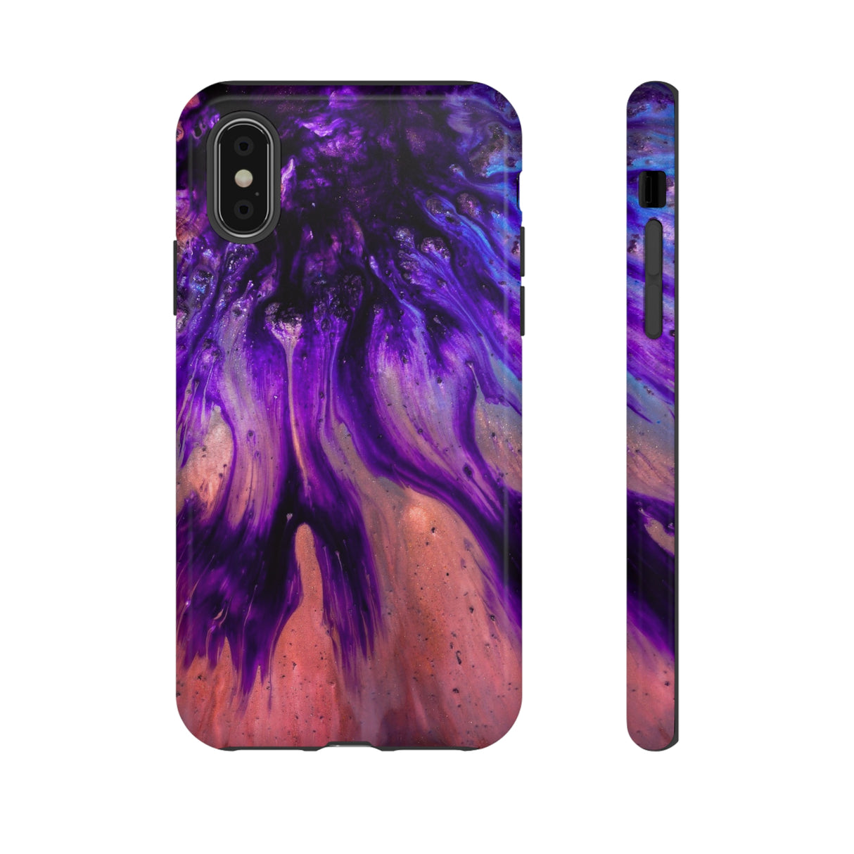 Purple Flow Ink Art iPhone Case (Protective) iPhone XS Glossy Phone Case