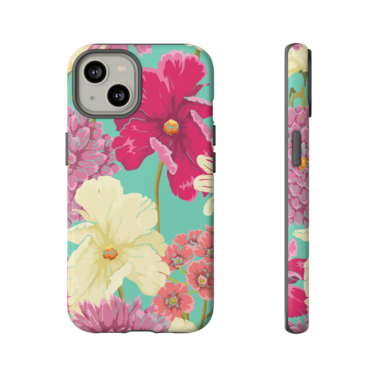 Colorful flowers in watercolor iPhone case (Protective) - Protective Phone Case