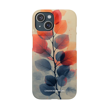 Orange Gray Leaves - Slim iPhone 15 Phone Case