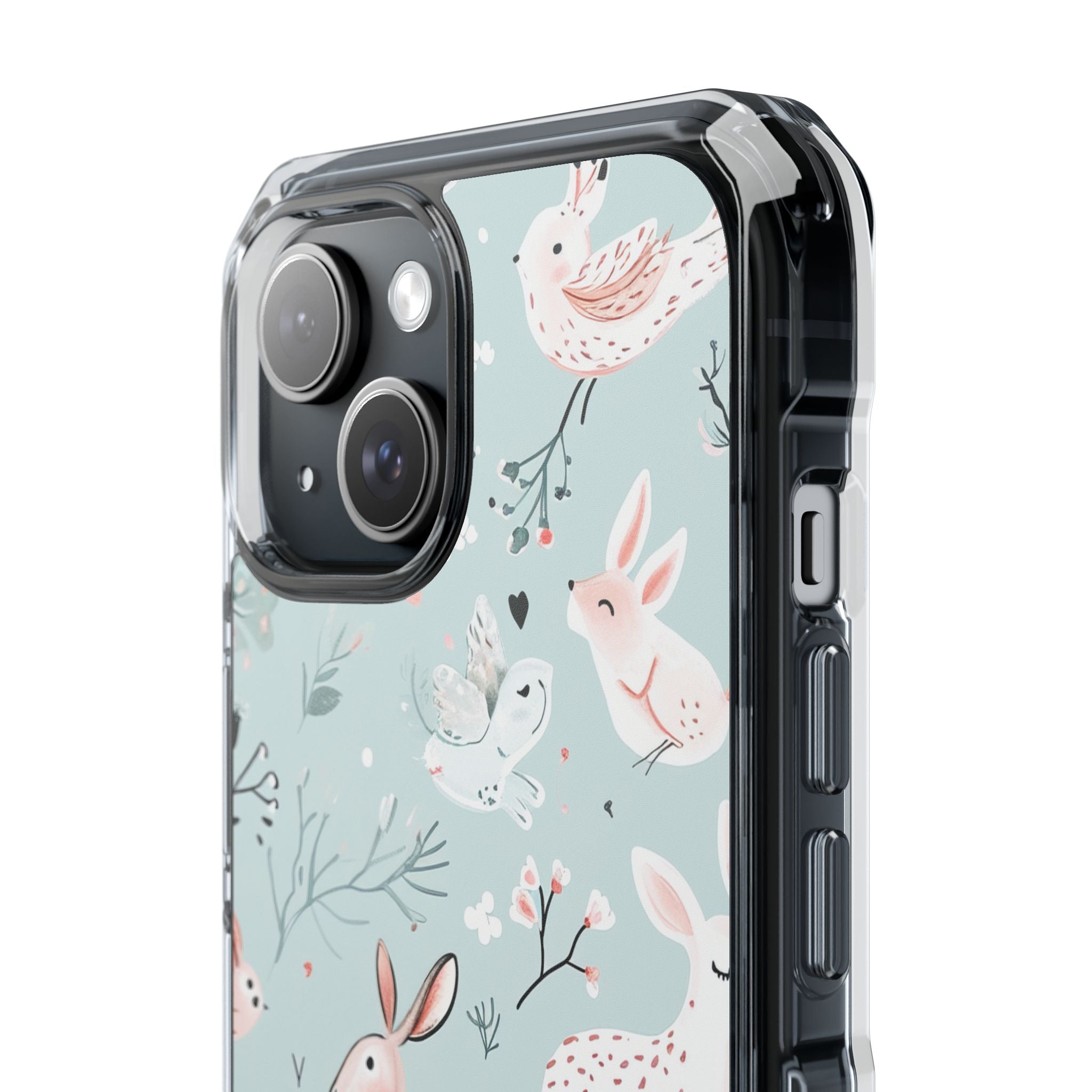 Whimsical Bunny Blossom - Clear Impact iPhone 15 Phone Case