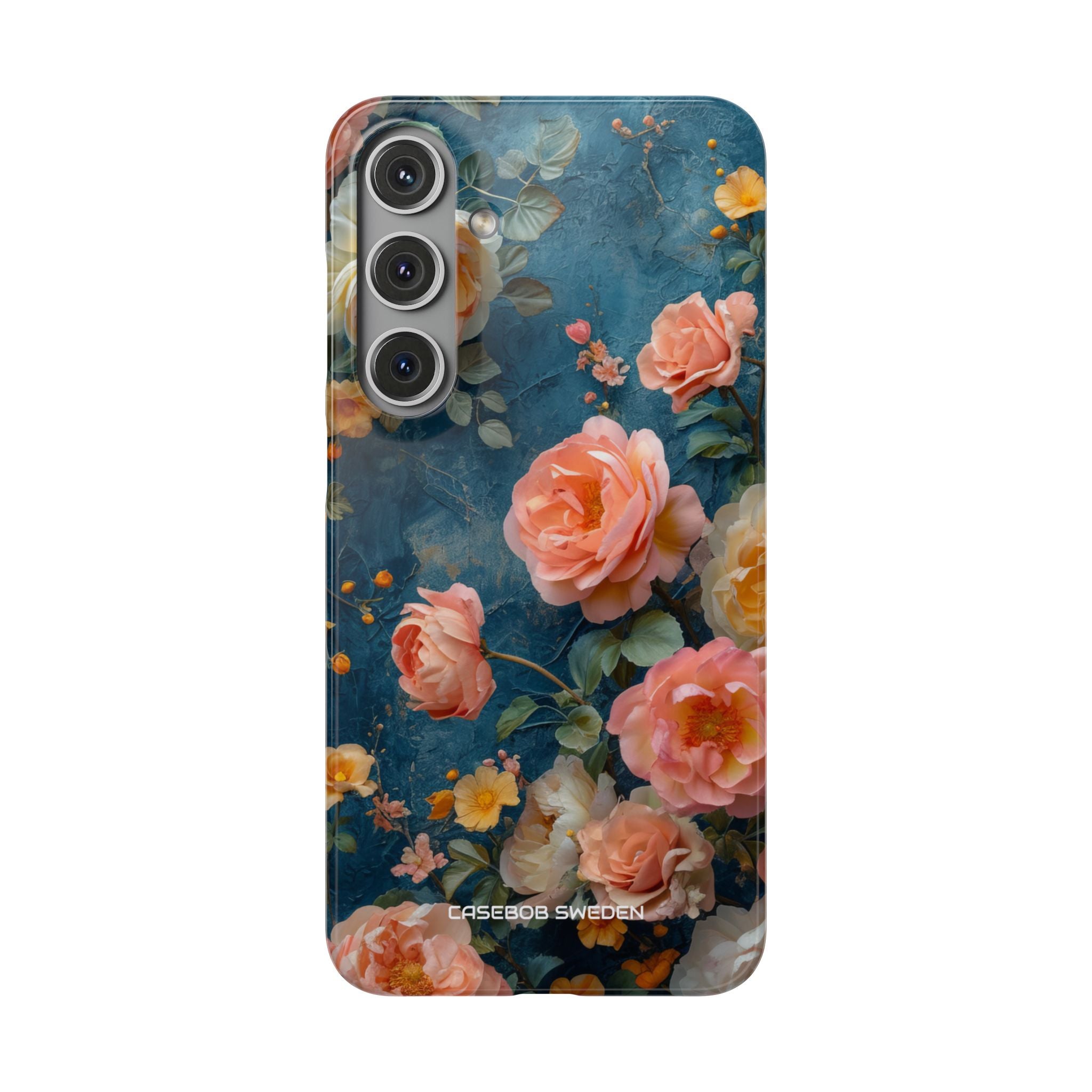 Blue Floral Elegance - Slim Samsung S24 Phone Case