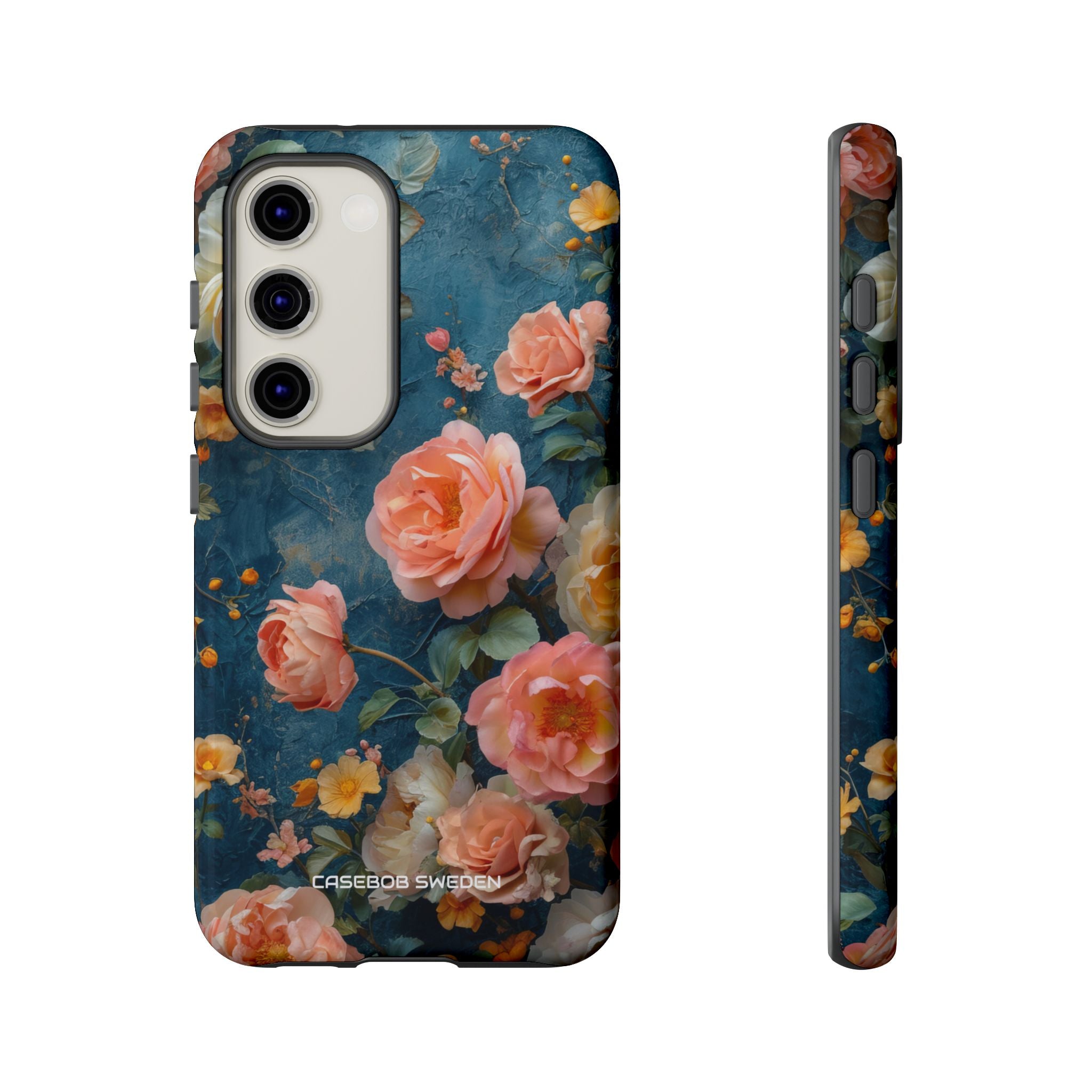 Blue Floral Elegance - Tough Samsung S23 Phone Case