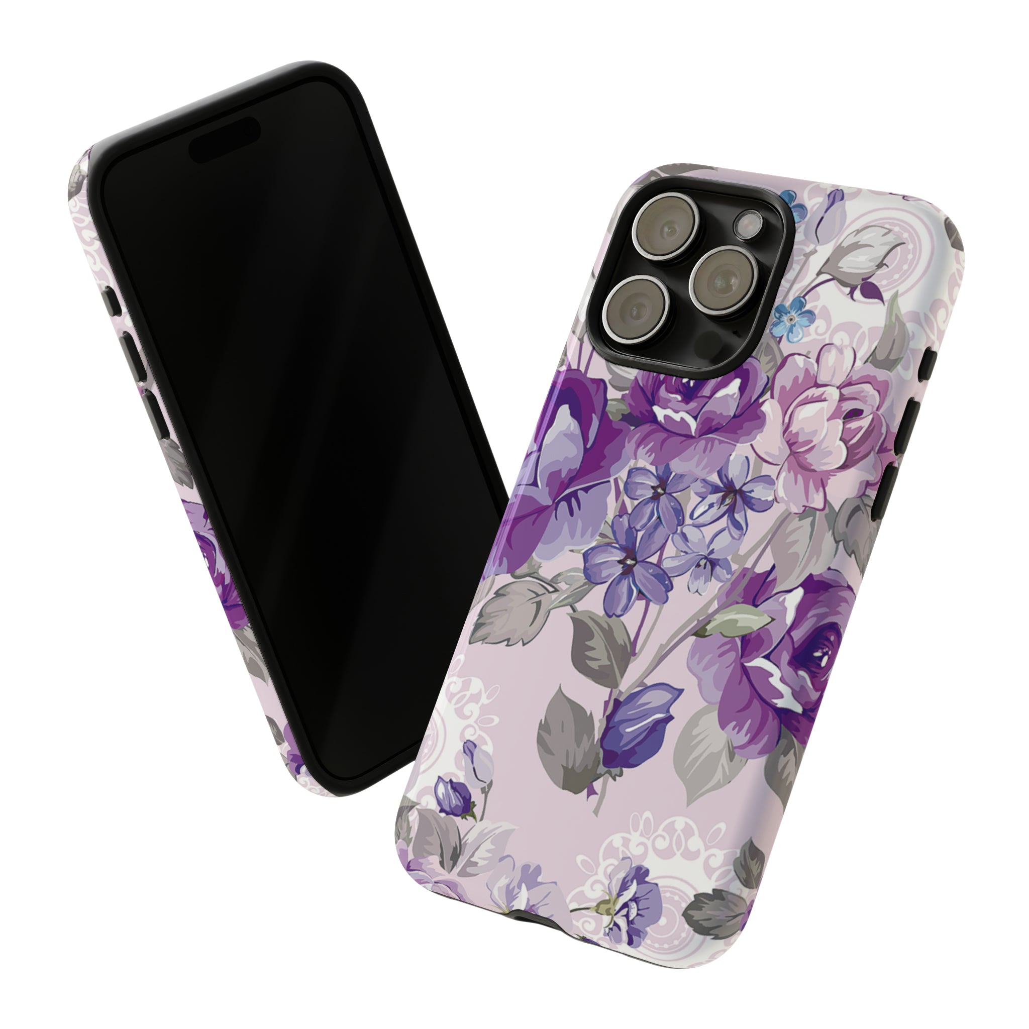 Beautiful vintage purple flower iPhone case - Protective Phone Case