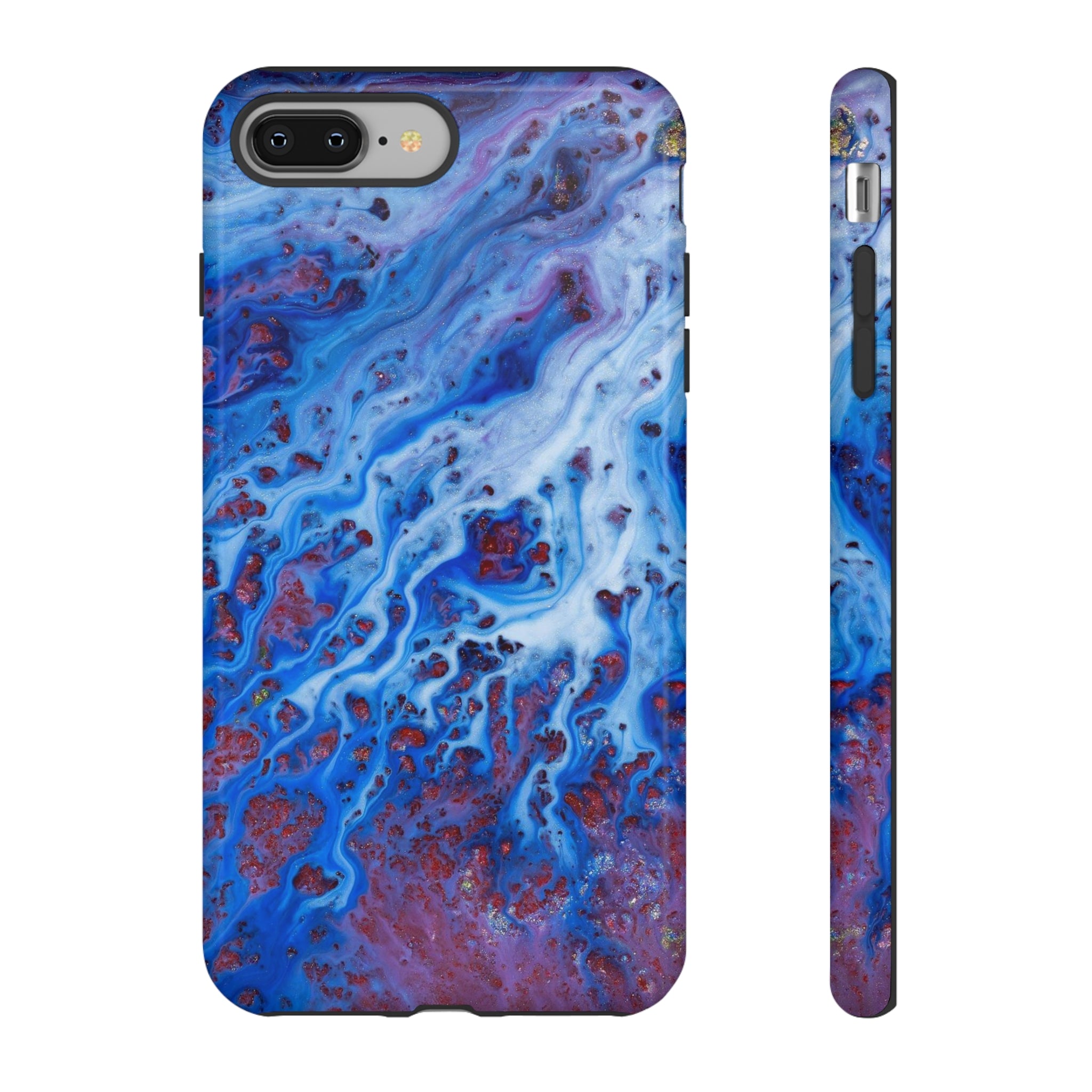 Ice Blue River Ink Art iPhone Case (Protective) iPhone 8 Plus Glossy Phone Case