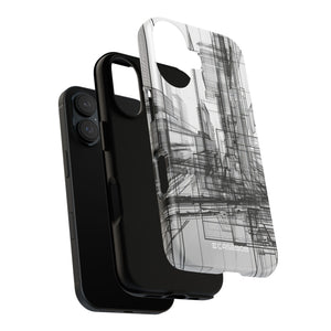 Urban Complexity: Black Lines Design - for iPhone 16