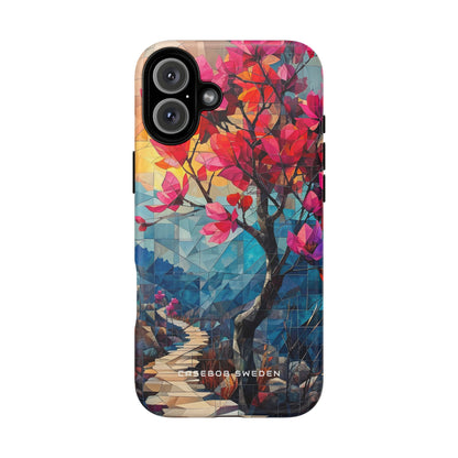 Vibrant Geometric Tree Landscape iPhone 16 | Tough+ Phone Case