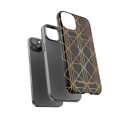 Golden Geometric Elegance iPhone 14 - Tough Phone Case