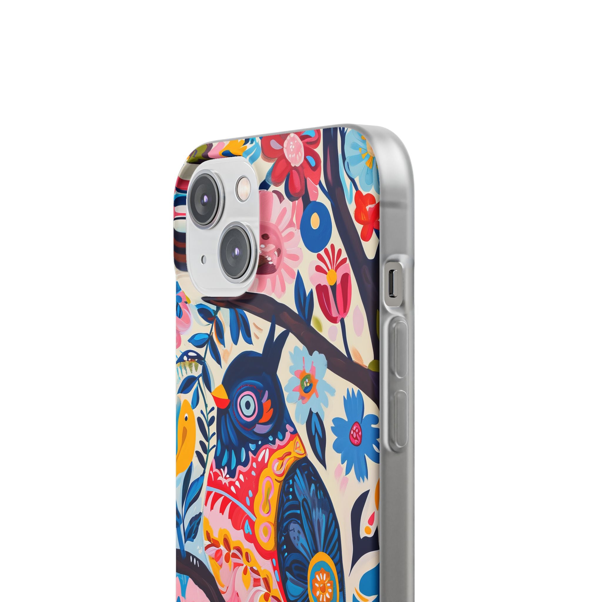 Whimsical Vintage Owl with Floral Charm iPhone 14 - Flexi Phone Case