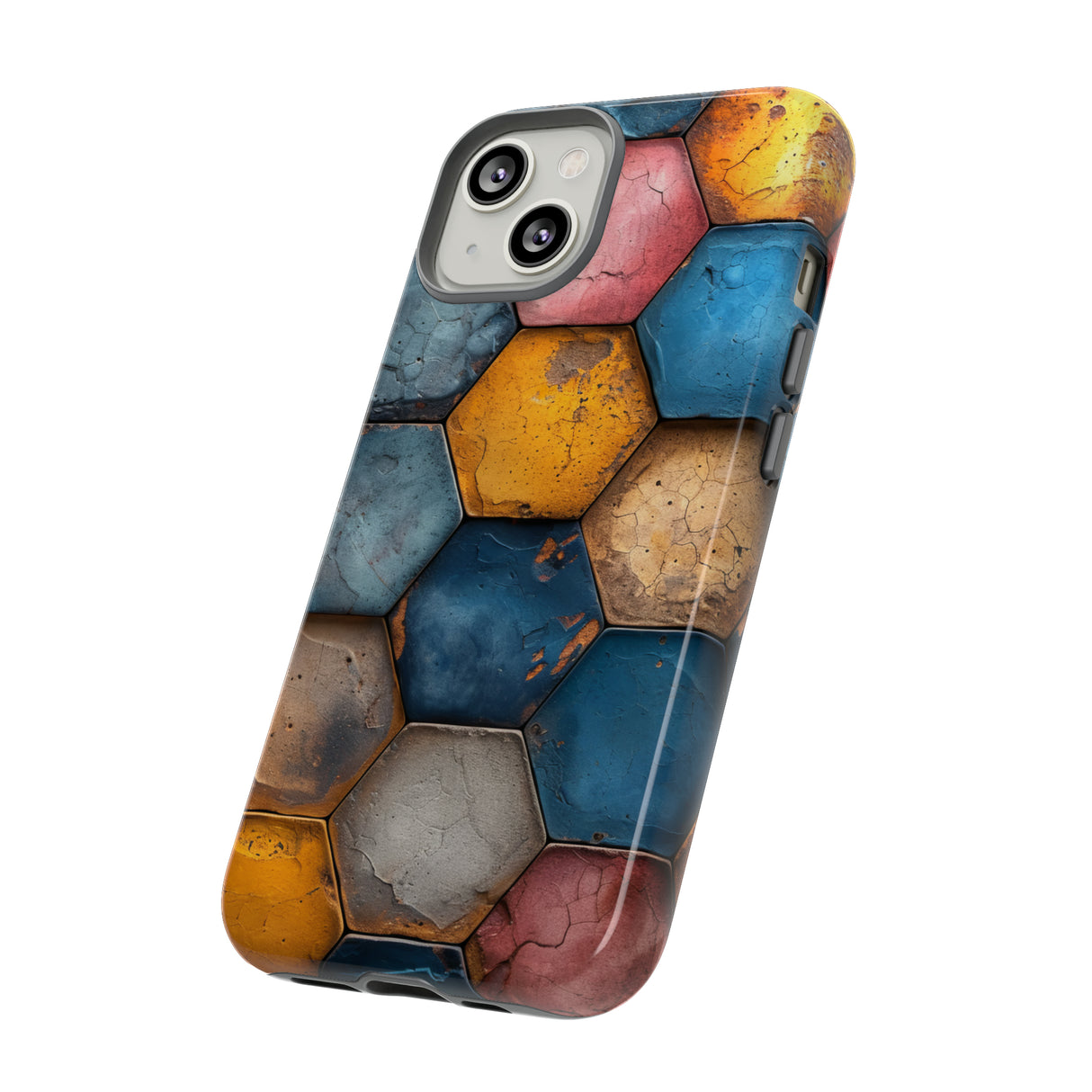 Pastel Honeycomb Bliss: Yellow & Blue - Protective Phone Case