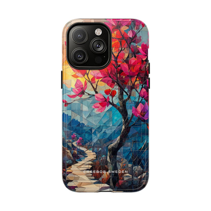 Vibrant Geometric Tree Landscape iPhone 14 | Tough+ Phone Case