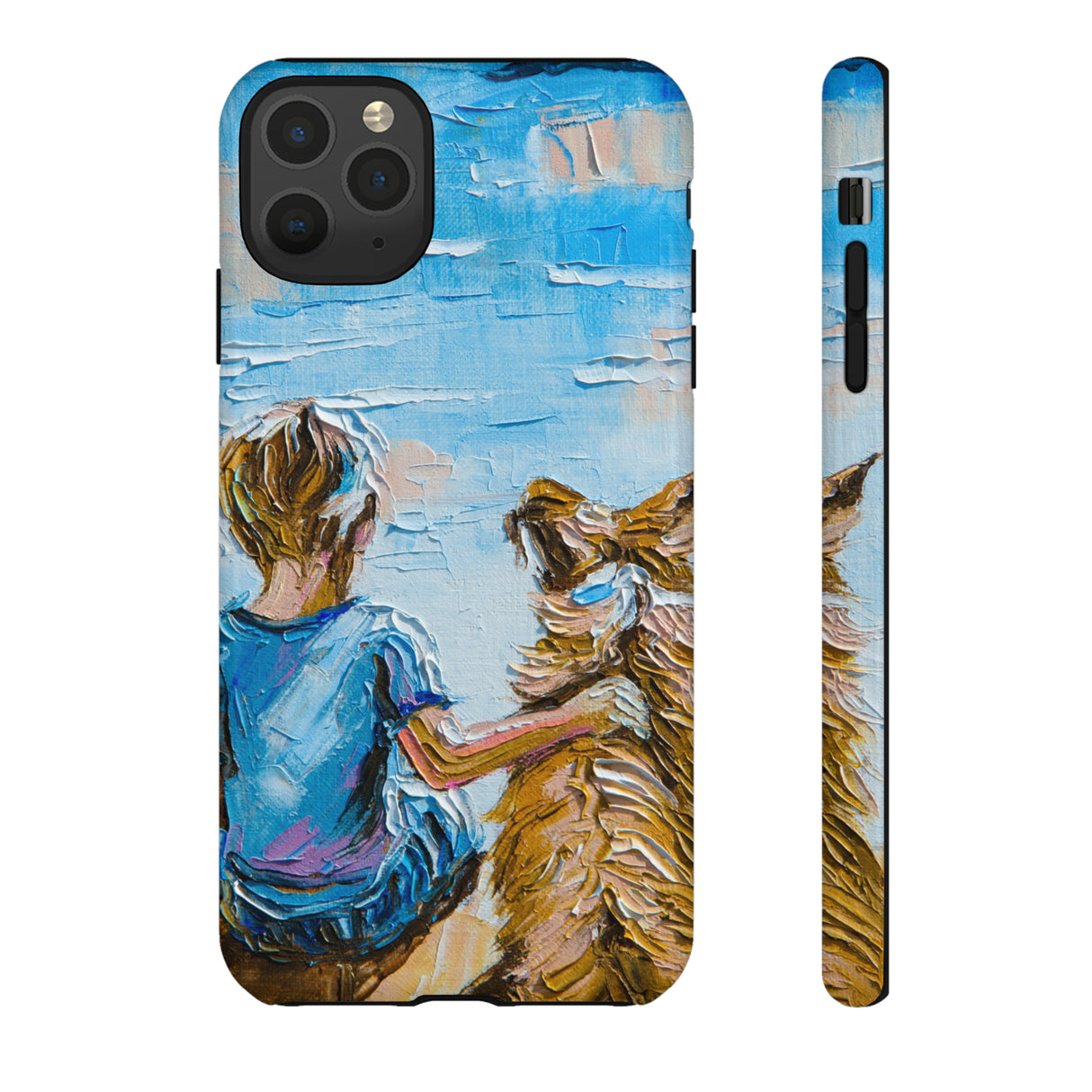 Boy with Dog - Protective Phone Case