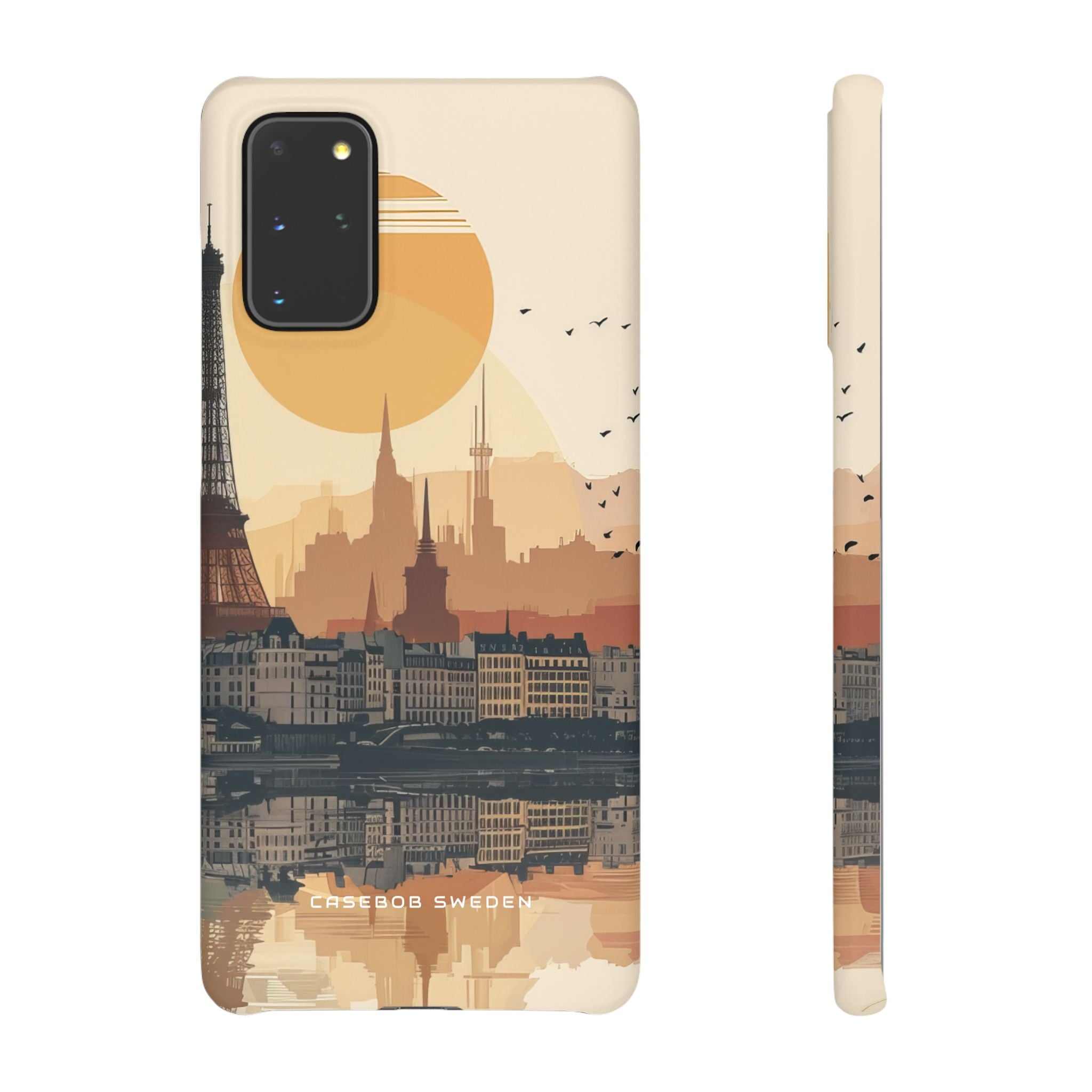 Eiffel Tower Silhouette with Birds and Sun Reflection Samsung S20 - Slim Phone Case