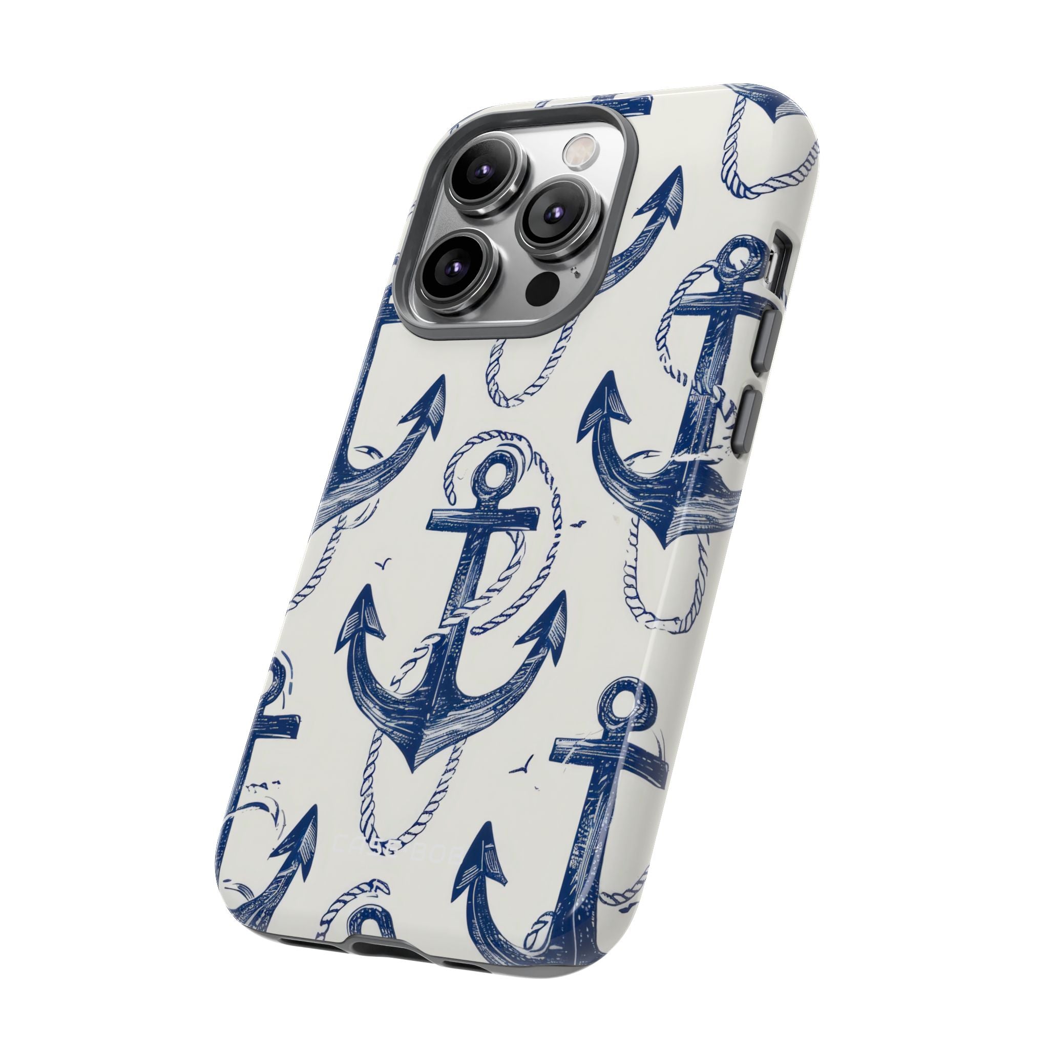 Navy Anchor Loop iPhone 14 Pro Case - Tough