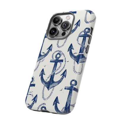 Navy Anchor Loop iPhone 14 Pro Case - Tough