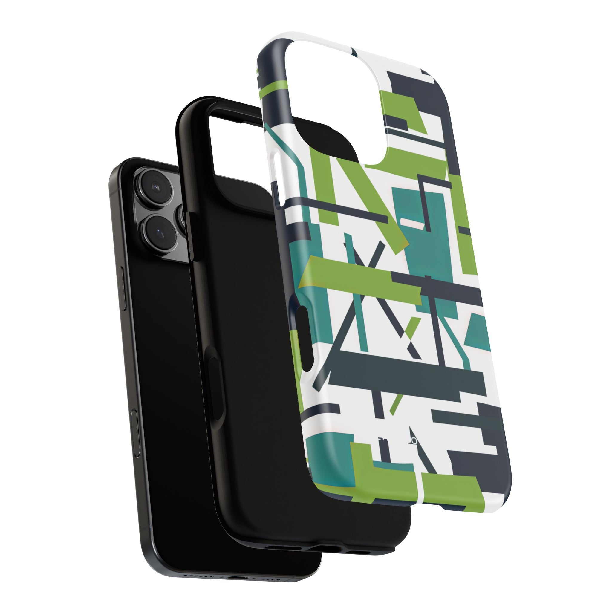 Green Geometry Glide iPhone 16 - Tough Phone Case