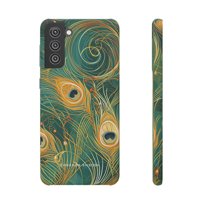 Peacock Elegance in Teal and Gold Samsung S21 - Slim Phone Case