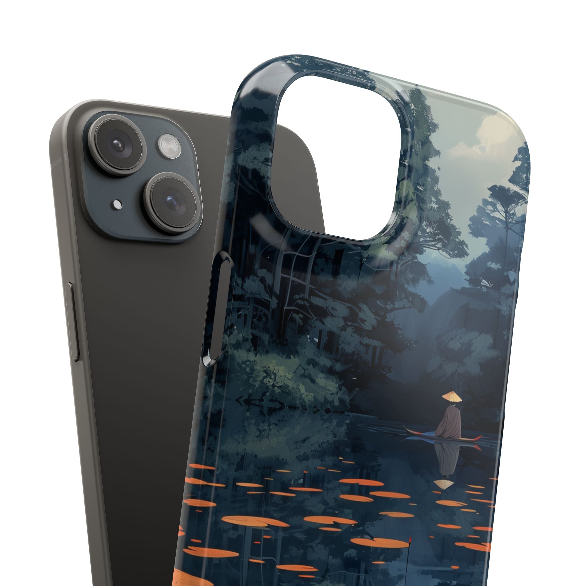 Tranquil Lotus Reflections iPhone 15 - Slim Phone Case