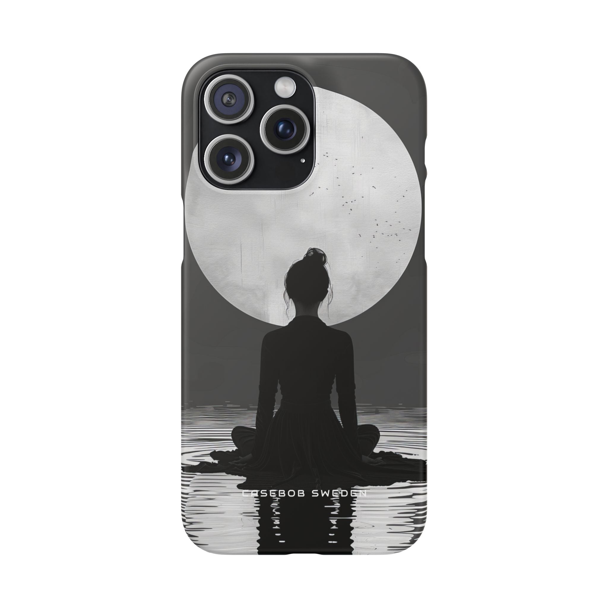 Zen Serenity Moon Reflection iPhone 15 - Slim Phone Case