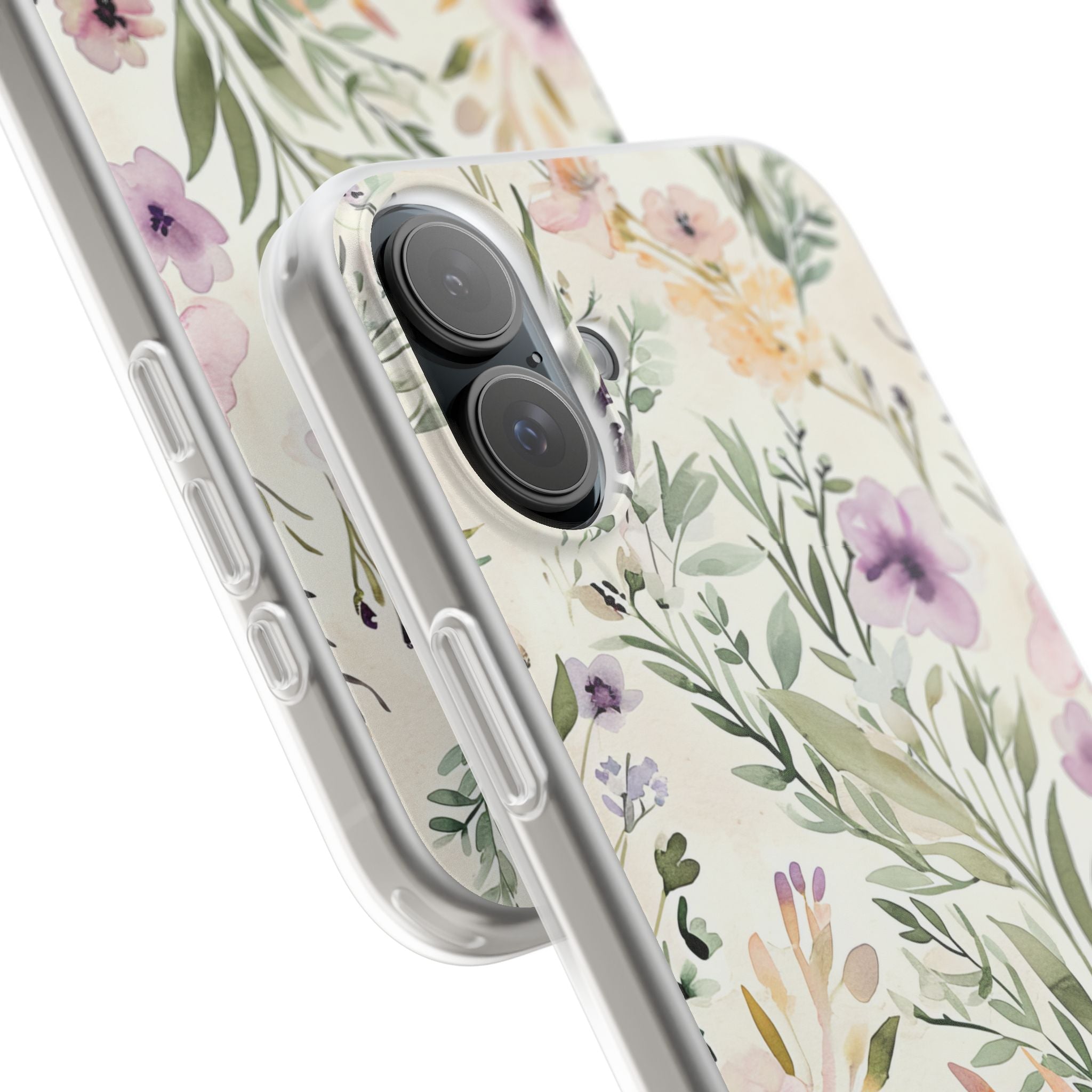 Soft Green Lavender Floral Pattern - Flexi iPhone 16 Phone Case