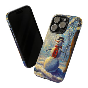 Oil painting - Happy Snowman - Protective Phone Case