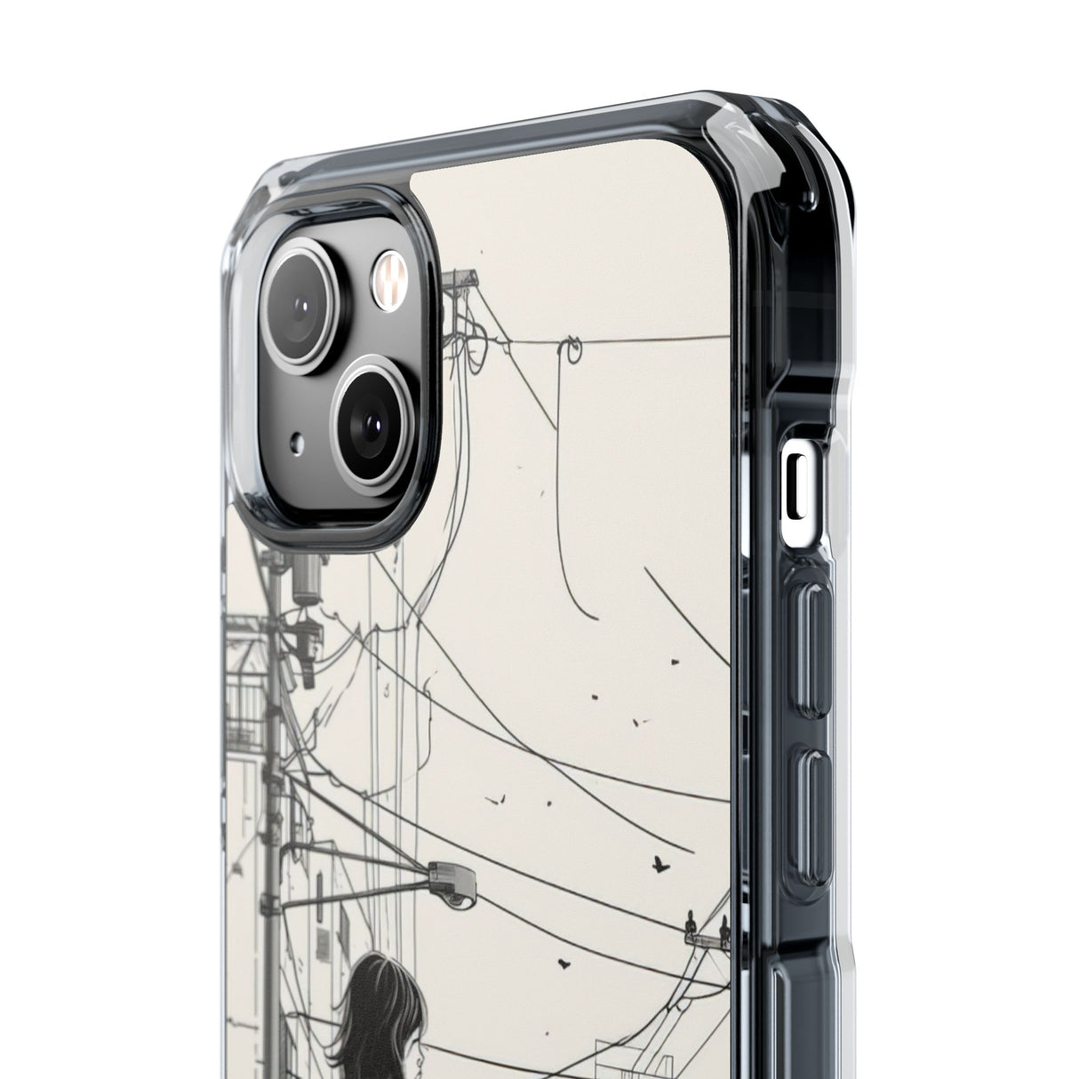 Urban Solitude Sketch - Phone Case for iPhone (Clear Impact - Magnetic)