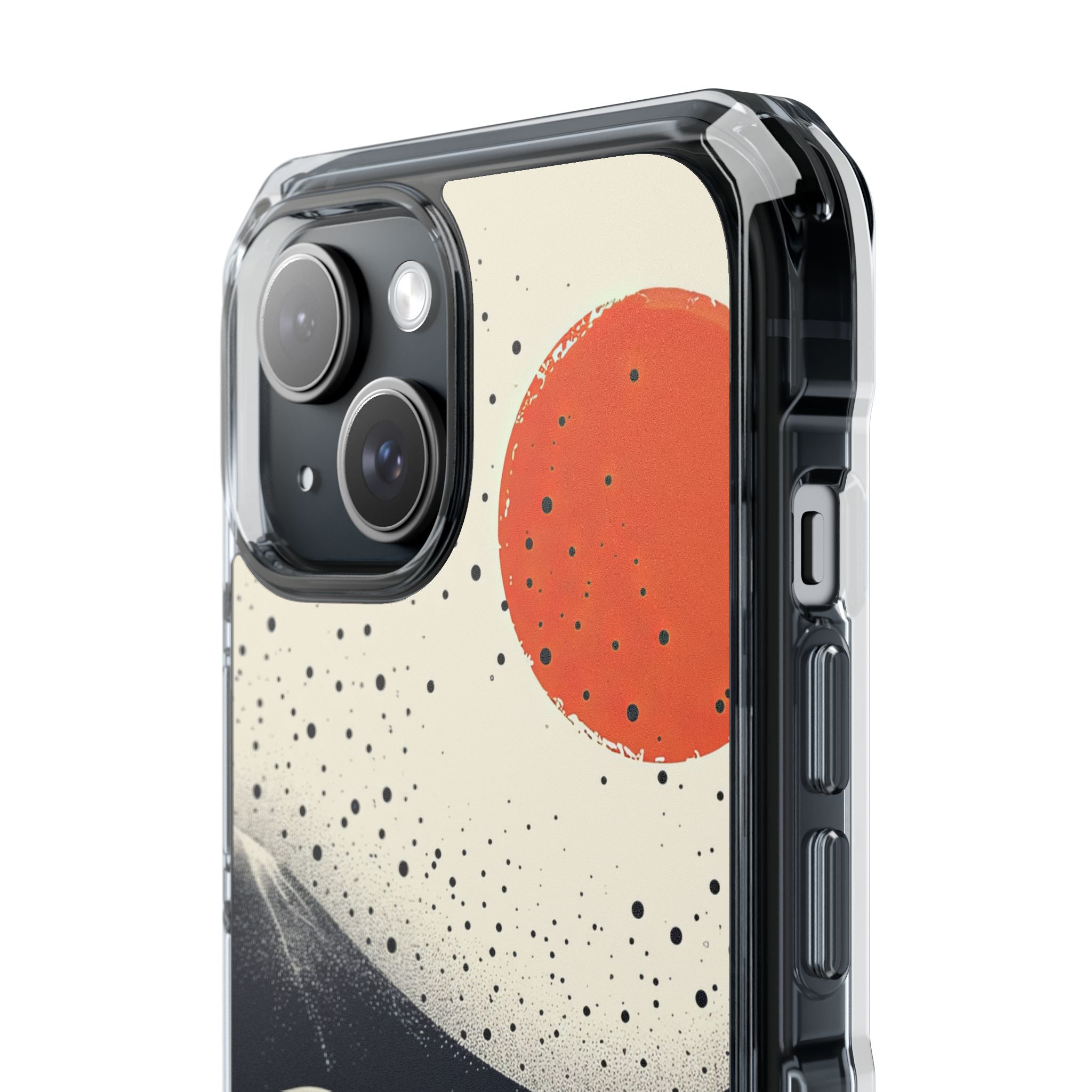 Red Sun Over Flowing Horizons iPhone 15 - Clear Impact Phone Case