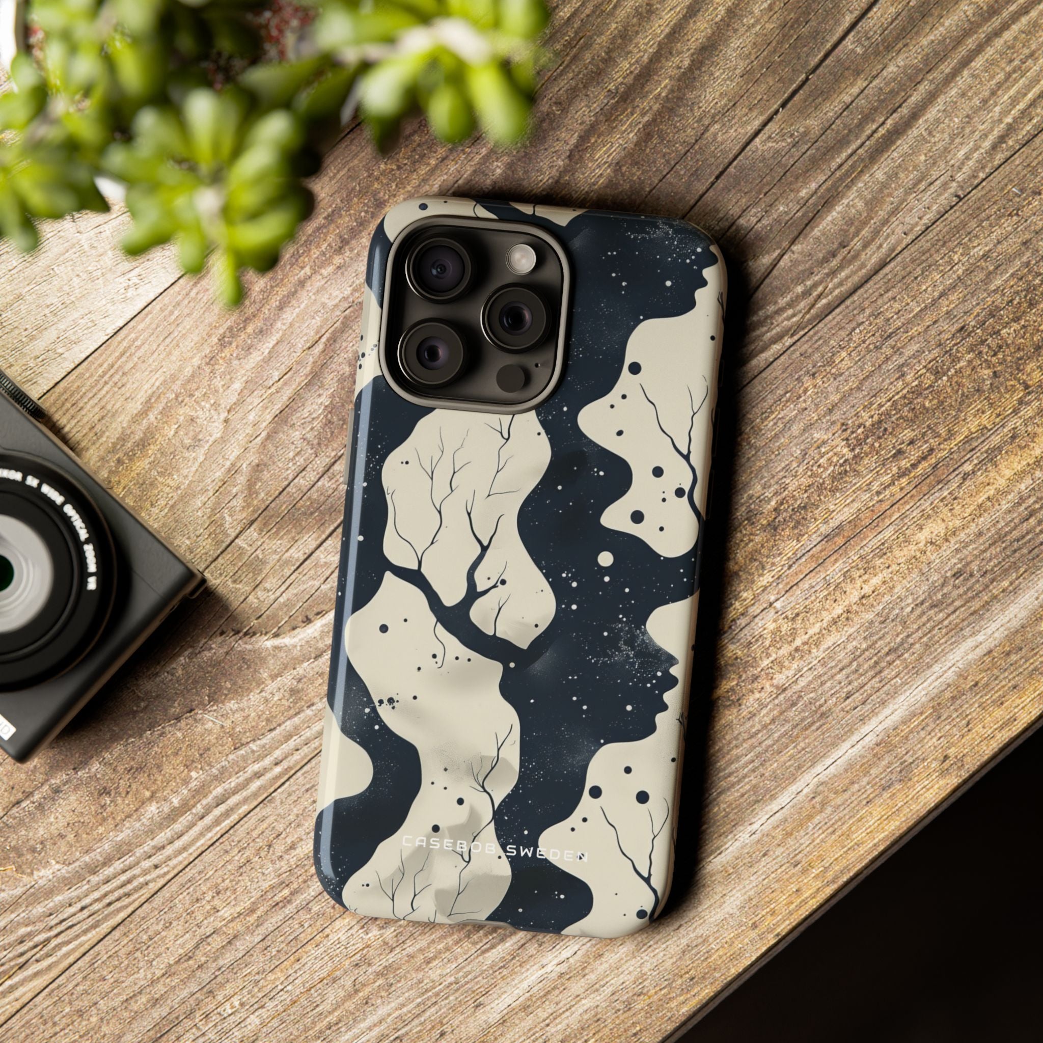 Organic Fluid Silhouettes with Cosmic Depth iPhone 15 - Tough Phone Case