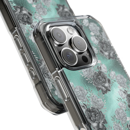 Teal Floral Elegance iPhone Case - Impact