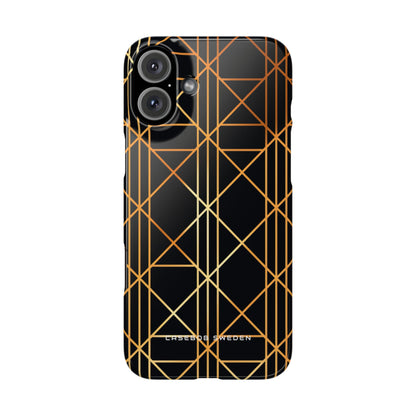 Golden Geometric Elegance iPhone 16 - Slim Phone Case