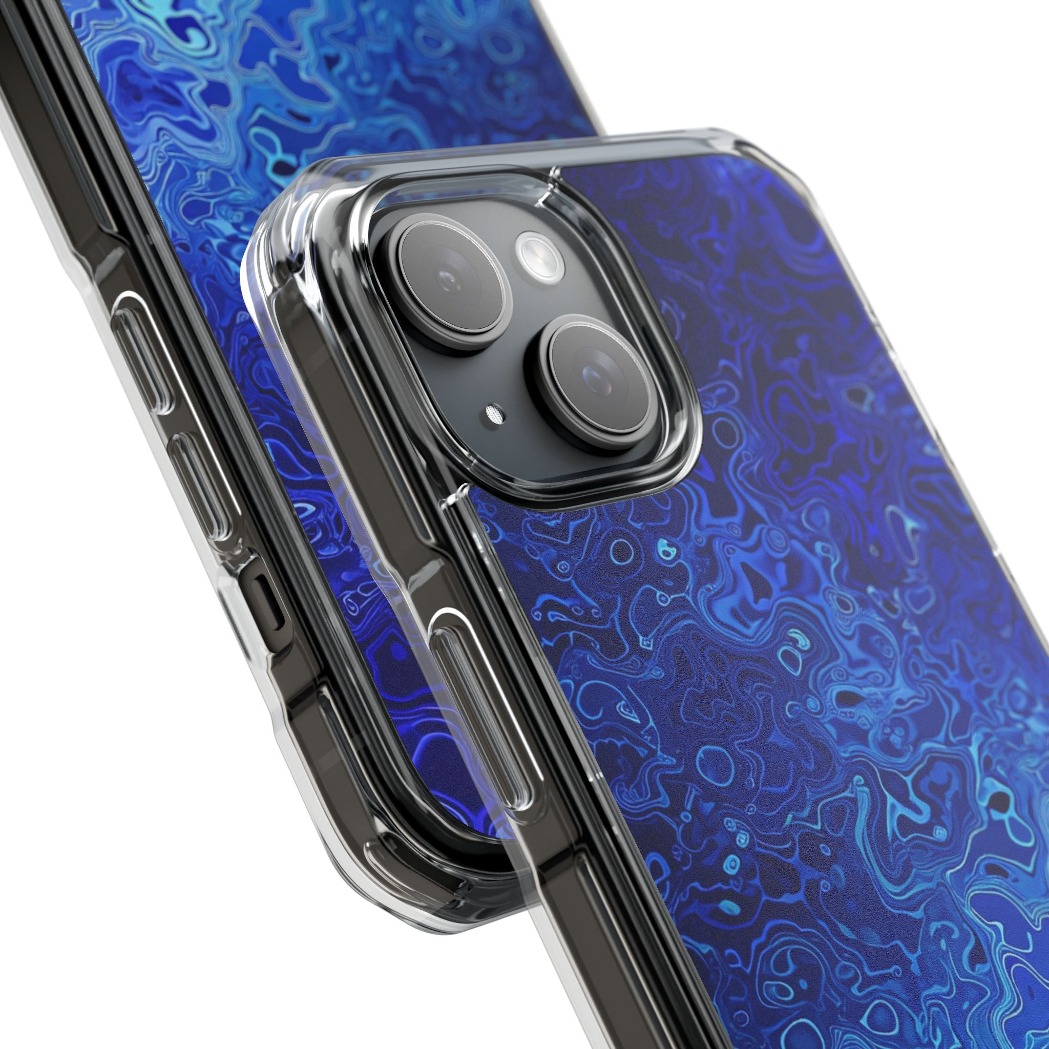 Swirling Blue Currents iPhone 15 - Impact Clear+