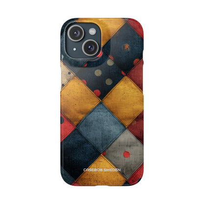 Blue Red Patchwork - Slim iPhone 15 Phone Case