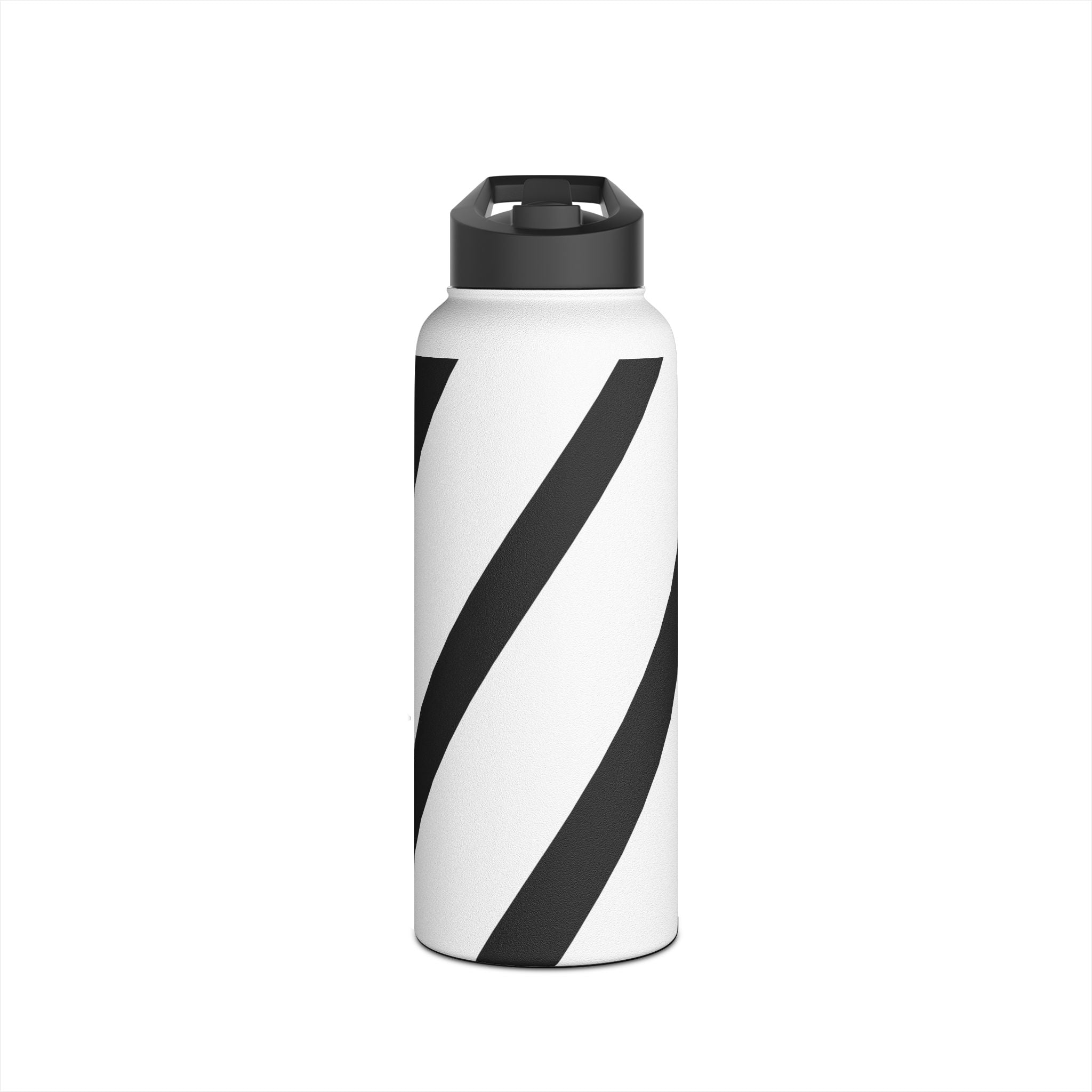 Diagonaaliraitoja Mustavalkoinen - Ruostumattomasta teräksestä valmistettu vesipullo