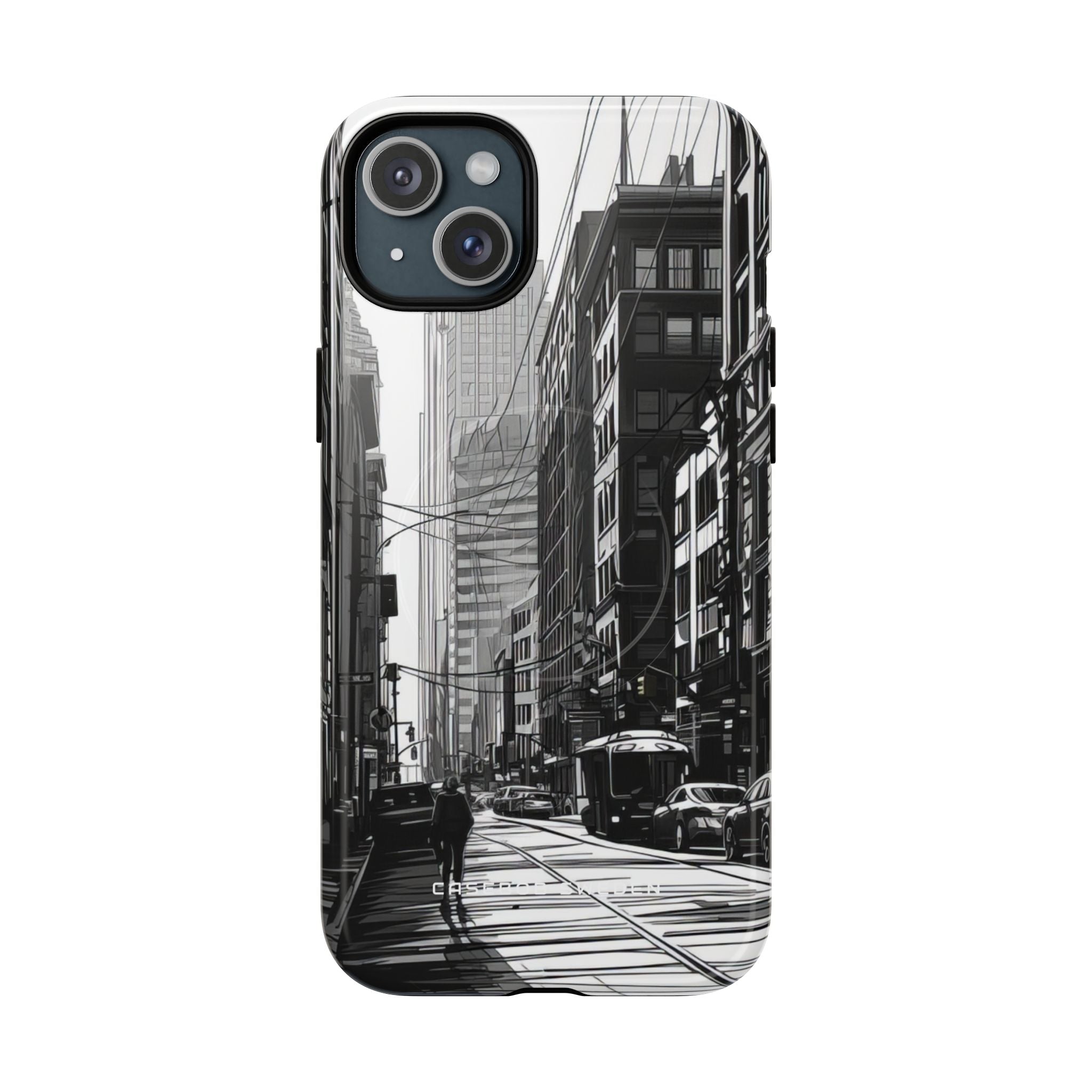 Urban Cityscape Line Perspective iPhone 15 | Tough+ Phone Case