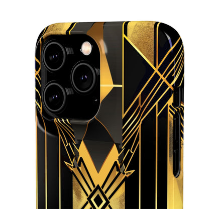 Golden Geometric Elegance iPhone 14 - Slim Phone Case