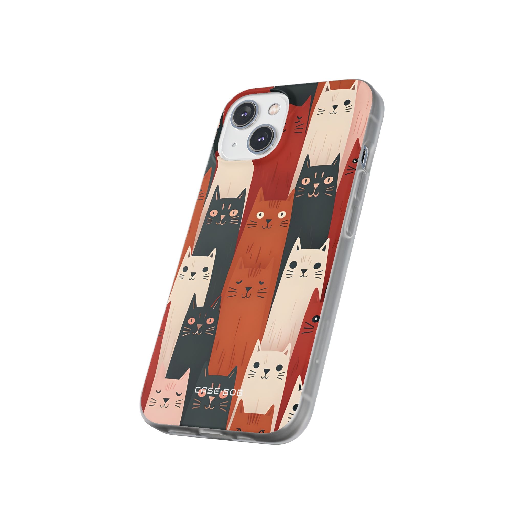 Elongated Cats Black iPhone 14 Case - Soft