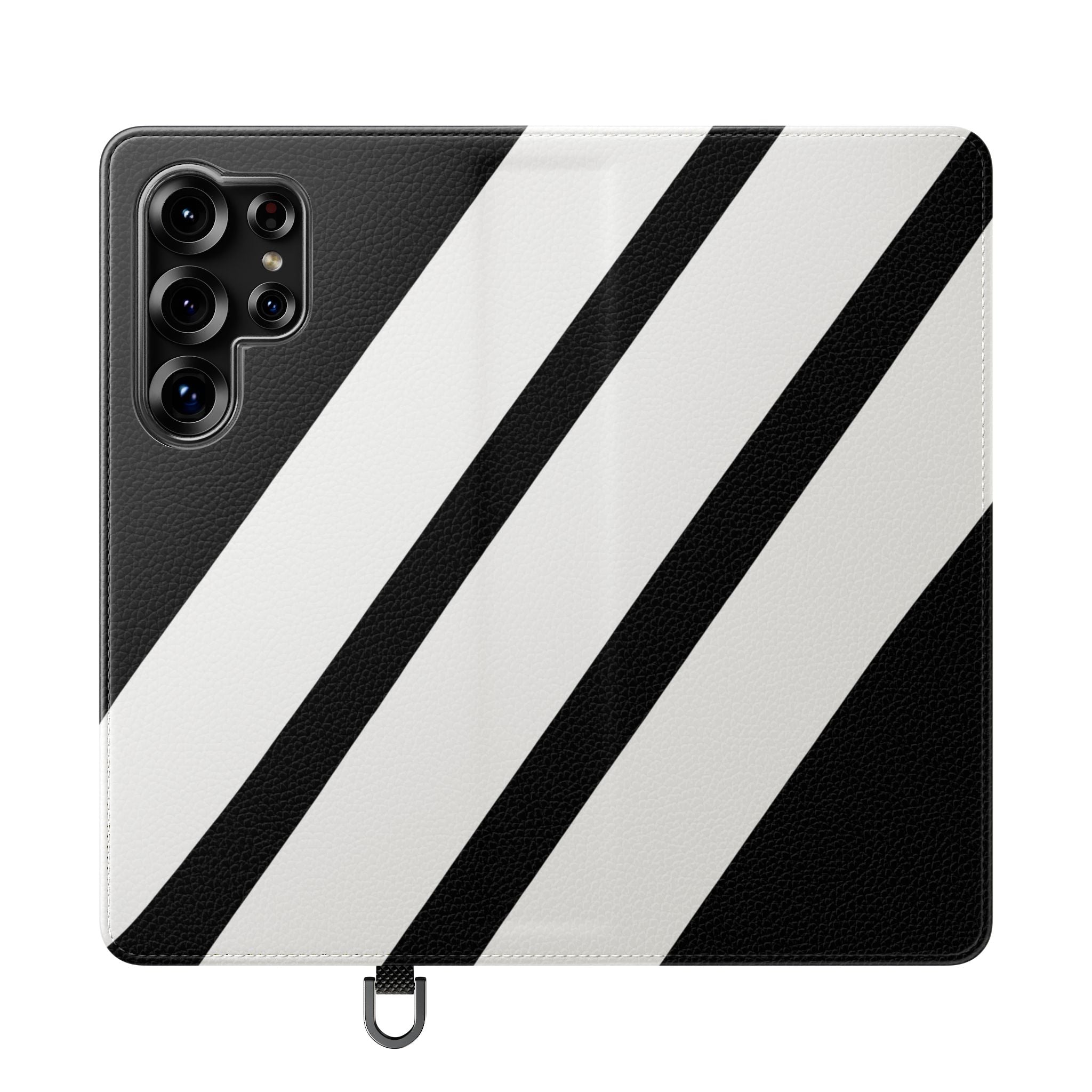 Diagonal Stripes BlackWhite - Samsung S25 Ultra Case - Wallet