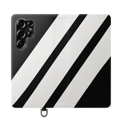 Diagonal Stripes BlackWhite - Samsung S25 Ultra Case - Wallet