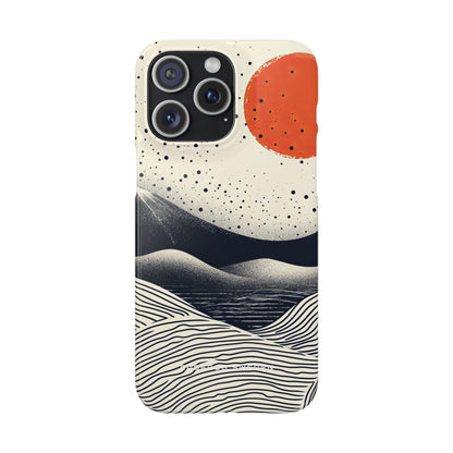 Red Sun Over Flowing Horizons iPhone 15 - Slim Phone Case