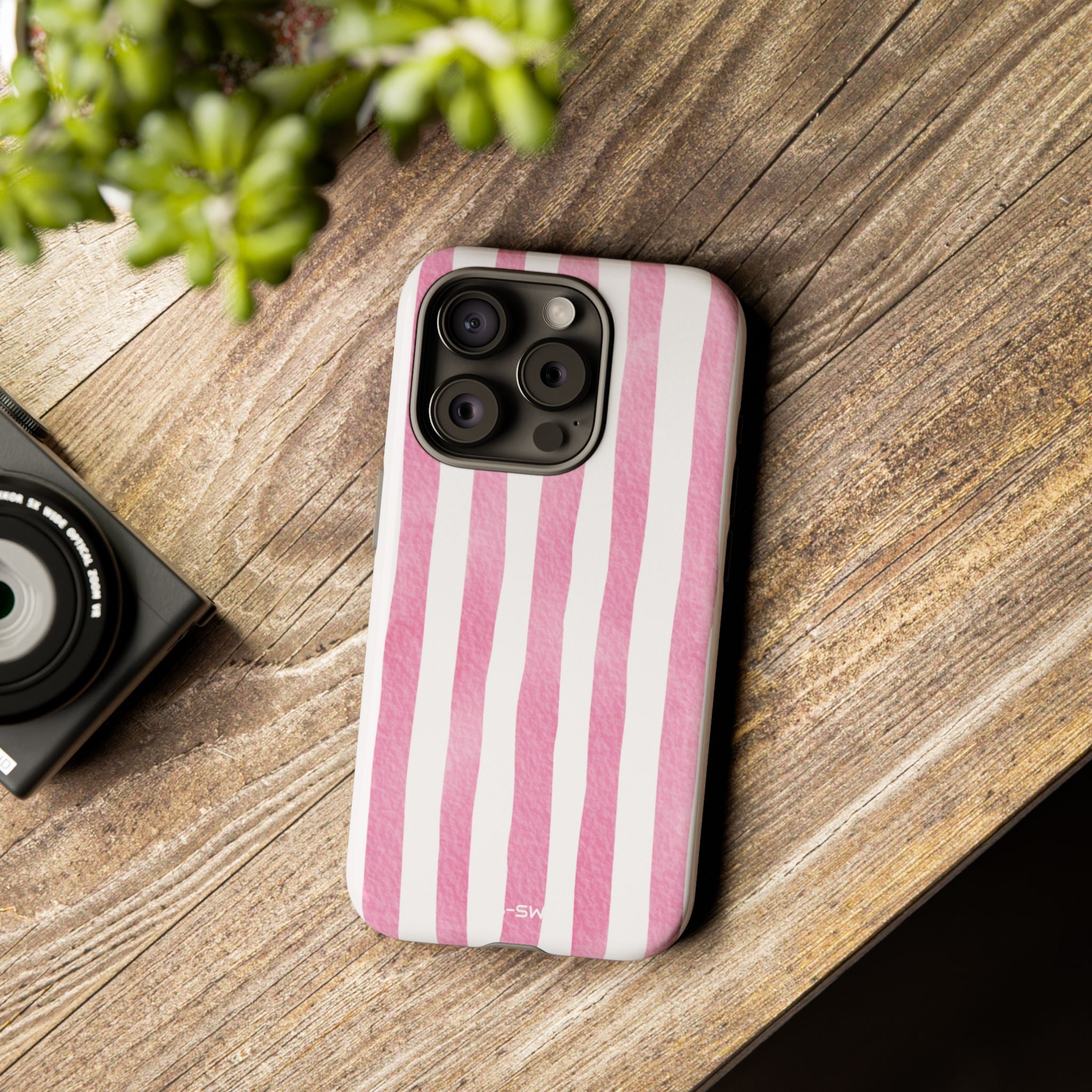 Pink Watercolor Stripes - iPhone Case