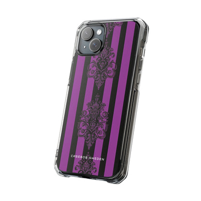 Gothic Elegance with Vertical Stripes and Ornamental Motifs iPhone 15 - Clear Impact Phone Case