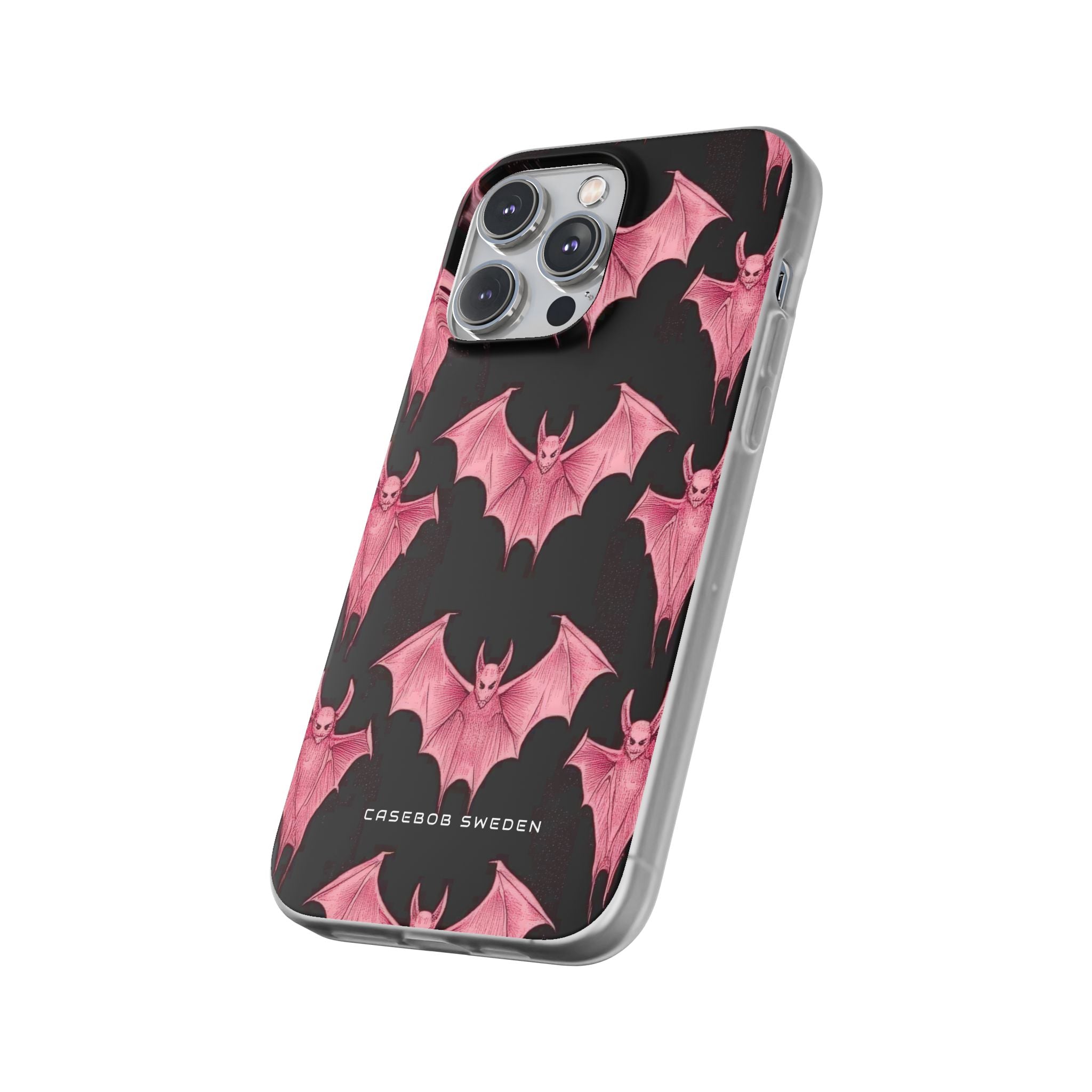 Gothic Pink Bats Aflame iPhone 14 - Flexi Phone Case