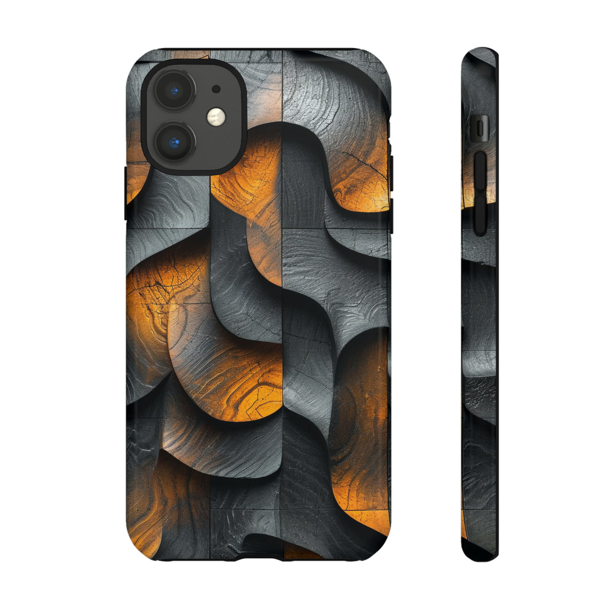 Grey Fire Orange Geometry - Protective Phone Case